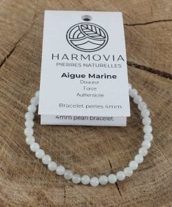Bracelet Aigue Marine perles 4mm, 1 part